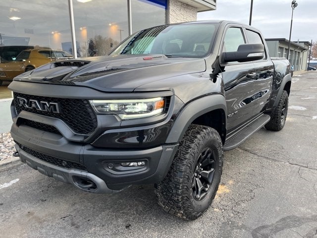 2021 RAM 1500 TRX in Diamond Black Crystal Pearlcoat — front three-quarter view