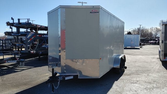 2022 ROCK SOLID ENCLOSED CARGO Base in Almond — front three-quarter view